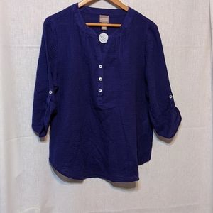 NWT Chico's Purple 3/4 sleeve top Sz.2